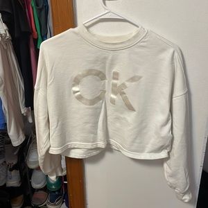 cropped long sleeve crew neck
